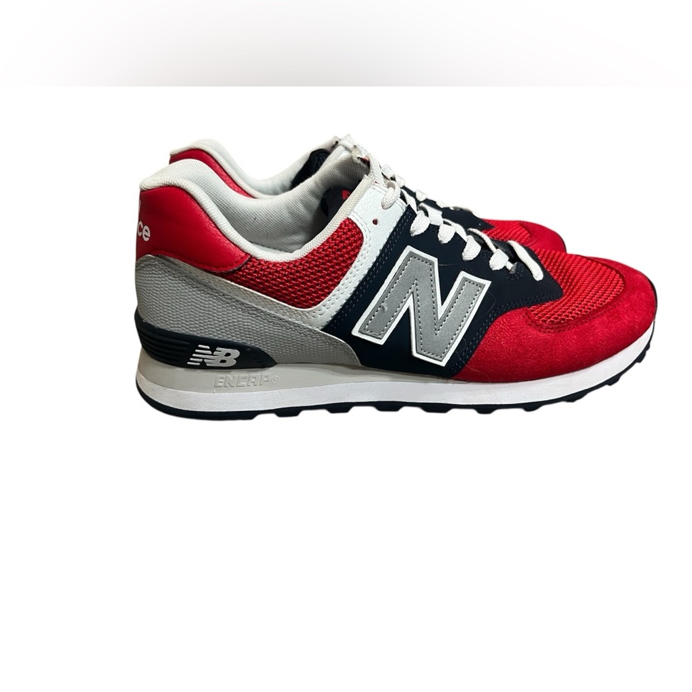 New Balance 574 ML574SRF Mens 9.5 Pigment Navy Team Red Gray Sneakers